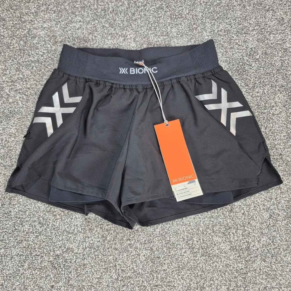 X-Bionic Twyce Race 2-in-1 Running Shorts Womens Large Black Athletic NWT